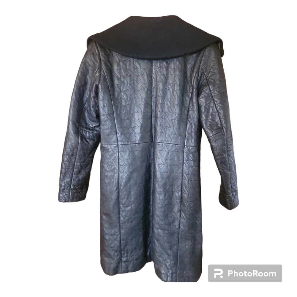 Vintage Danier Womens Genuine ITALIAN Leather Coat  Long Jacket Stitch Design XS - Picture 2 of 5